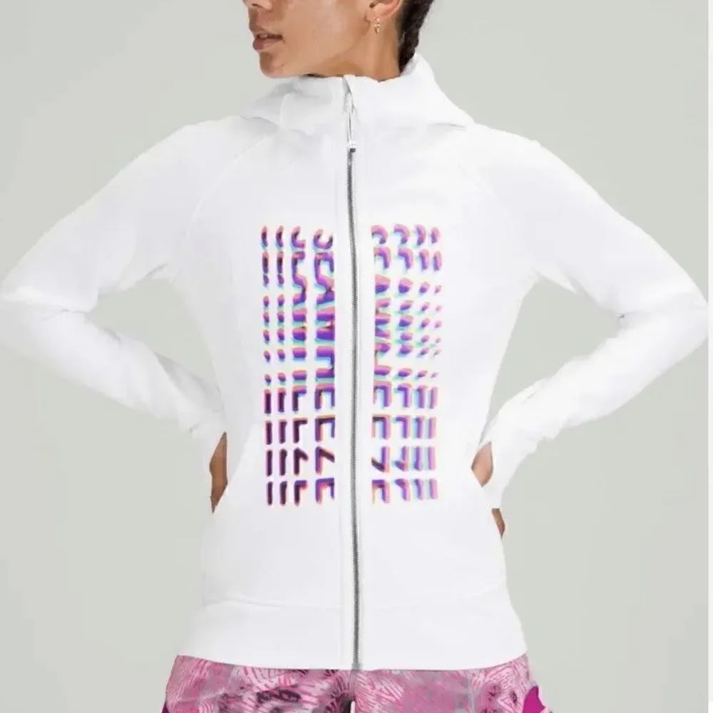 Lululemon Scuba Full Zip Hoodie White Seawheeze NEW